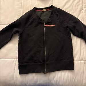 Prada Black Zip-Front Sweatshirt with Red Trim